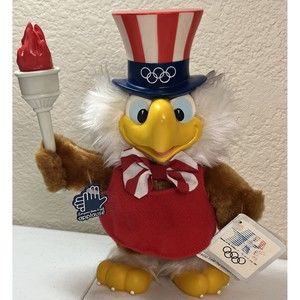 Vtg Sam the Olympic Eagle with Torch LA 1980s Applause Mascot Plush With Tags
